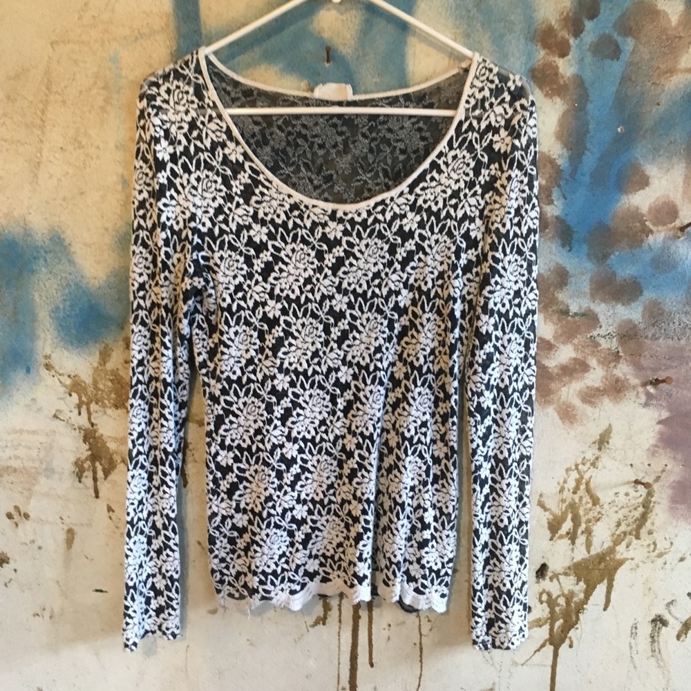 Navy shirt with all over white floral print